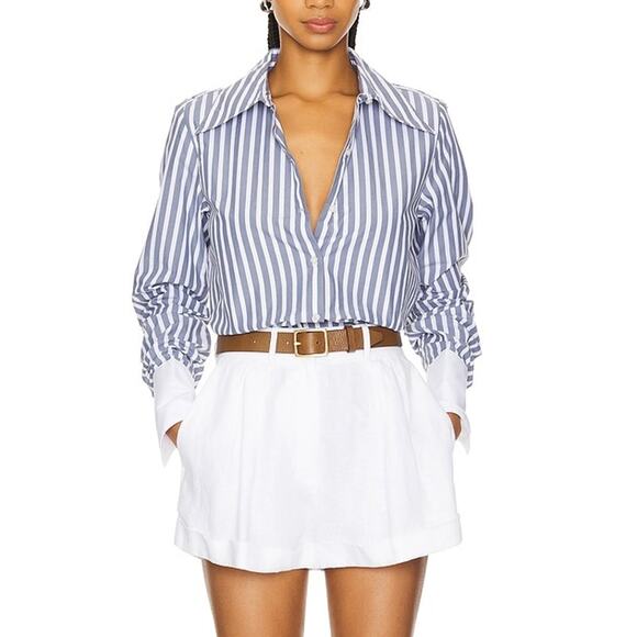 Favorite Daughter 'The Cuffed' Gray Cotton Statement Shirt Size M - Picture 1 of 5